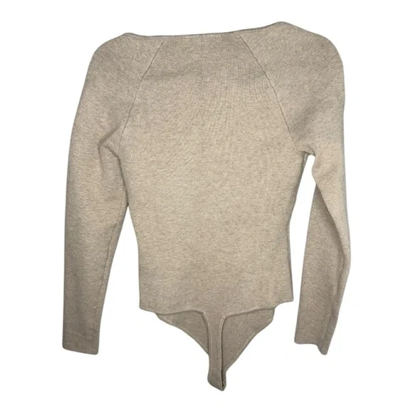 ABERCROMBIE Long sleeved sweetheart sweater bodysuit small light brown NWOT - Picture 7 of 8